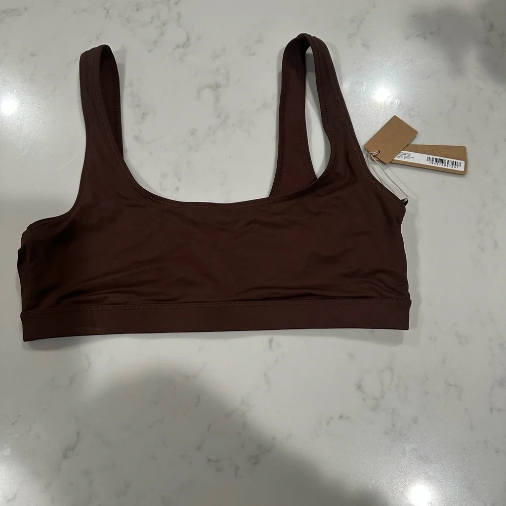 SKIMS SIGNATURE SWIM Tank Bikini Top Cocoa Size M